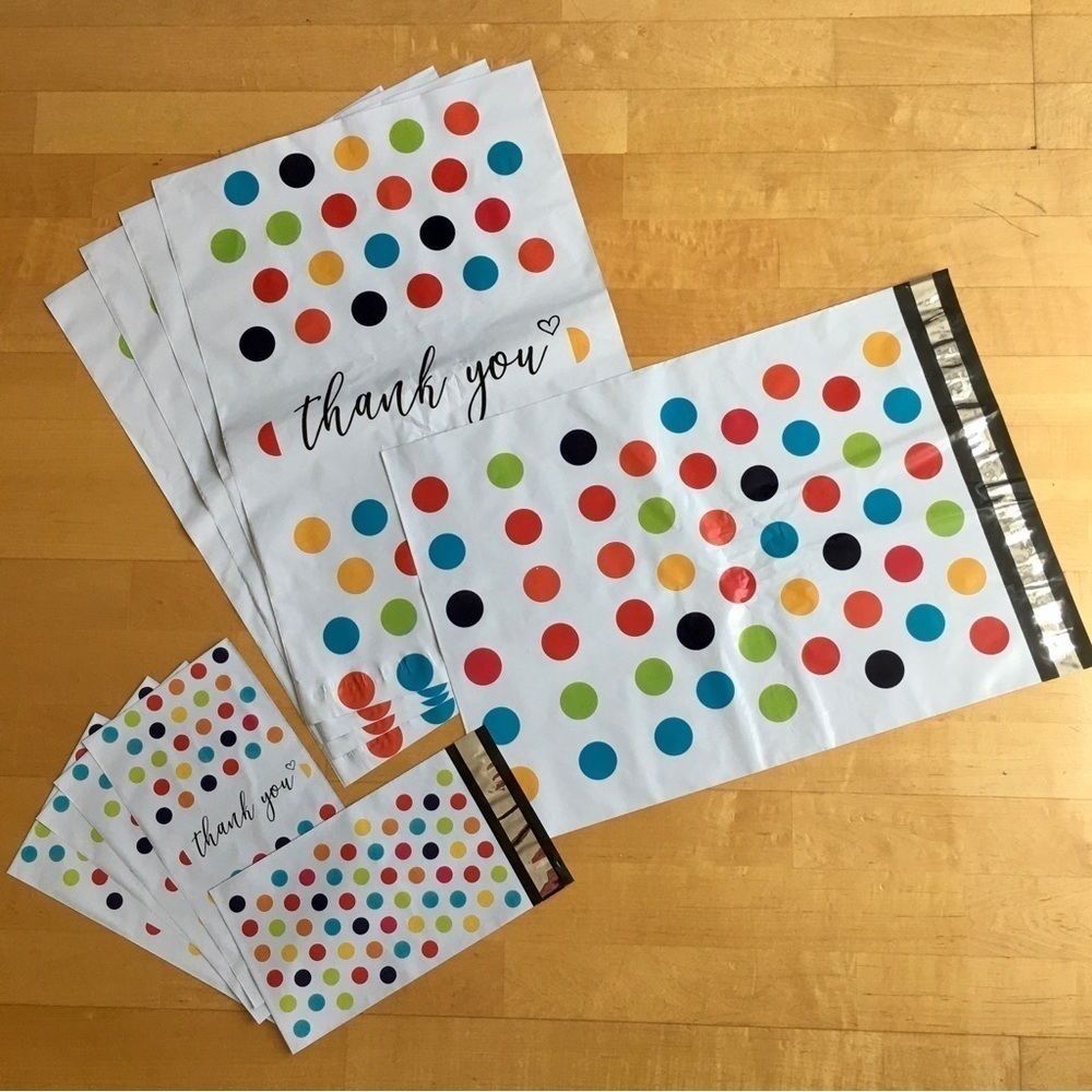10 Count Polymailer Size Variety Bundle - HAPPY DOTS  (5/6x9 + 5/14x17)
